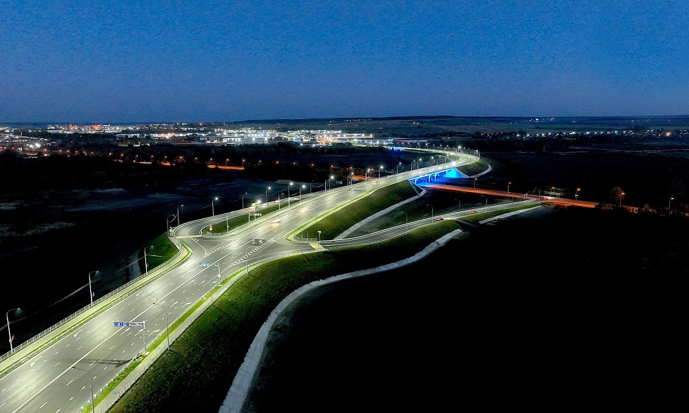 Подсветка моста через реку Ардым