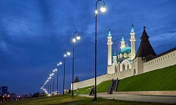 Освещение стен Казанского Кремля