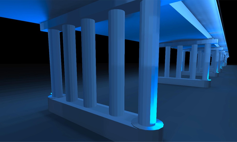 Подсветка моста через реку Ардым