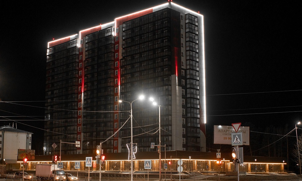 Архитектурное освещение ЖК Алые Паруса, г. Ангарск